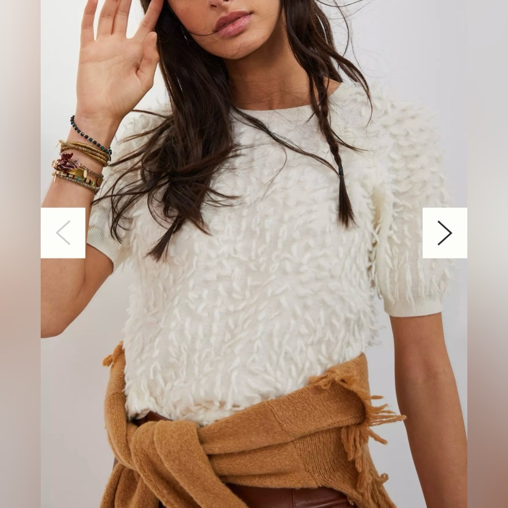 Anthropology Maeve Scottie Textured  wool Sweater Tee, size Small - Picture 7 of 12